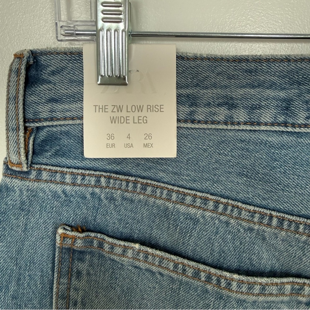 NWT zara zw collection wide leg low rise jeans - 27 runs big - Picture 5 of 10